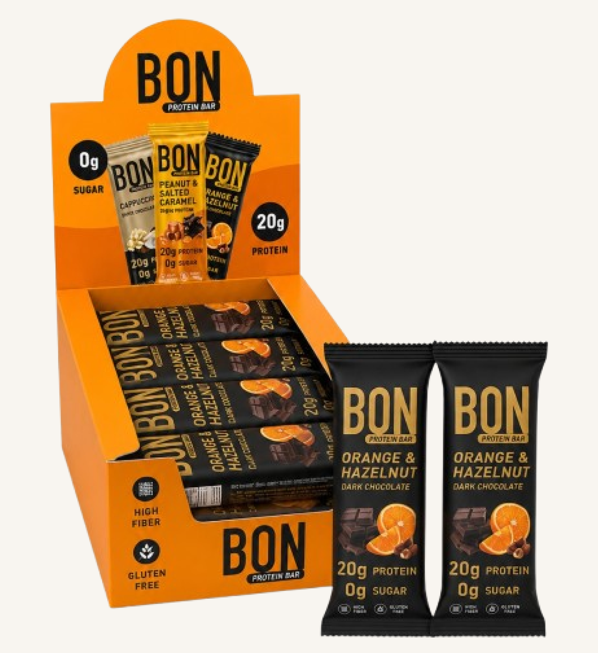 BON Protein Bar Box- Dark Chocolate, Hazelnut and Orange